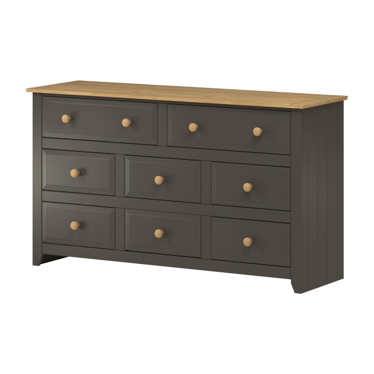 Capri Carbon 6 Plus 2 Drawer Large Wide Chest - Carbon grey and antique waxed pine – image 1
