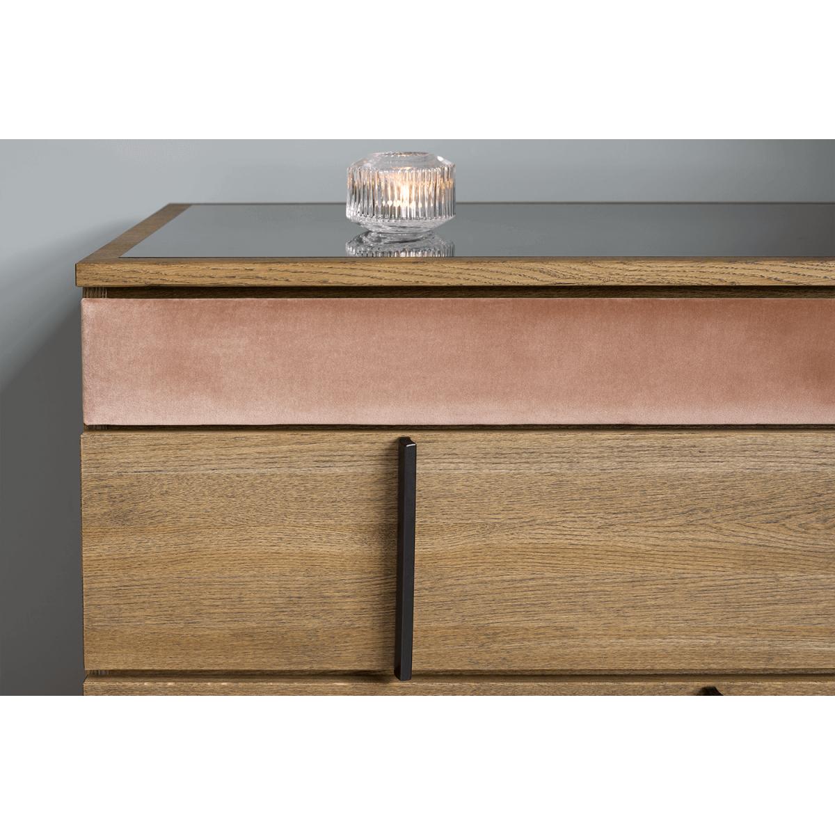 Amalfi Upholstered Bedside Chest of Drawers in Brick Aquaclean Clever Velvet – image 2