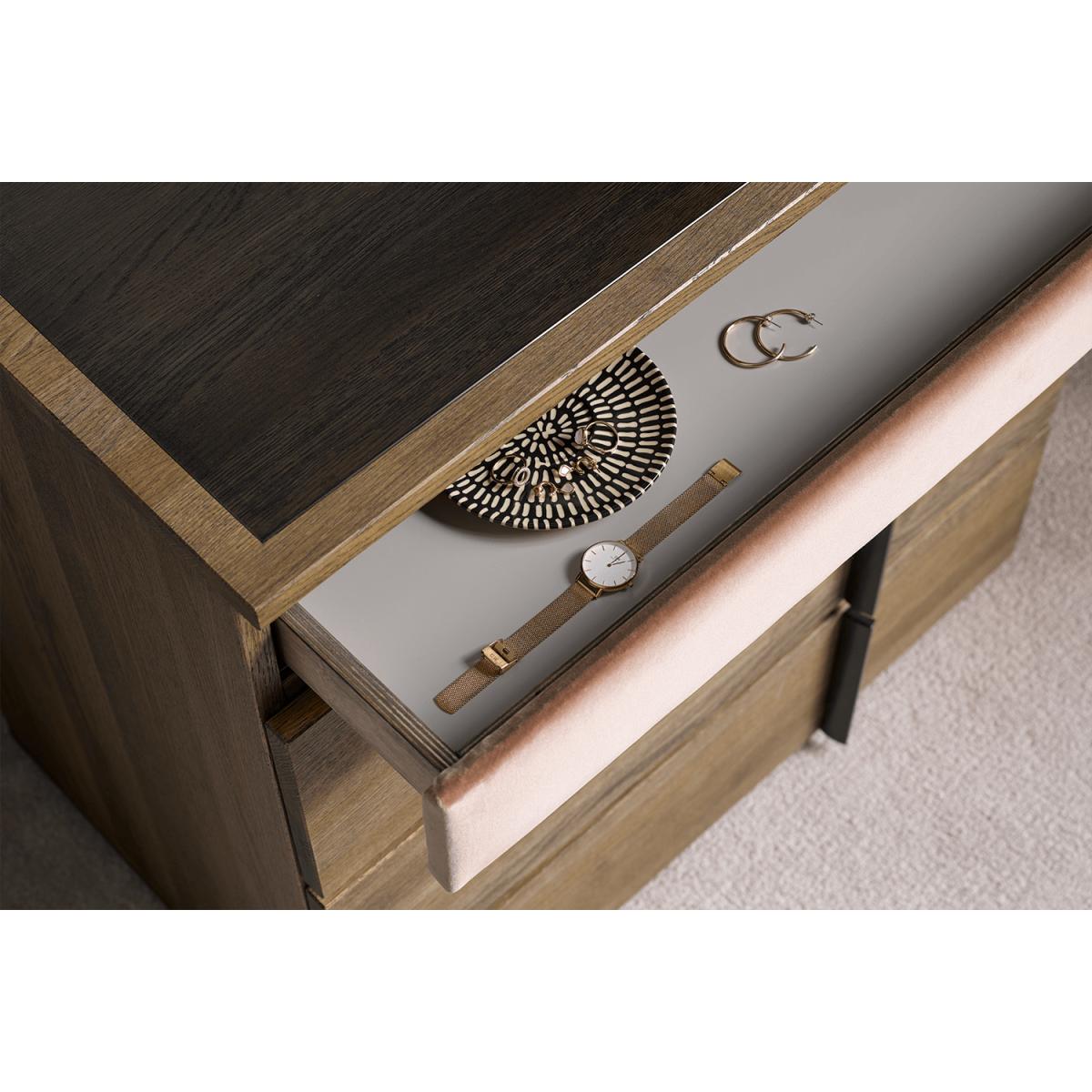 Amalfi Upholstered Bedside Chest of Drawers in Brick Aquaclean Clever Velvet – image 4
