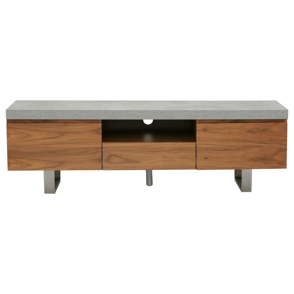 Halmstad Large TV Stand, Concrete and Walnut – image 2