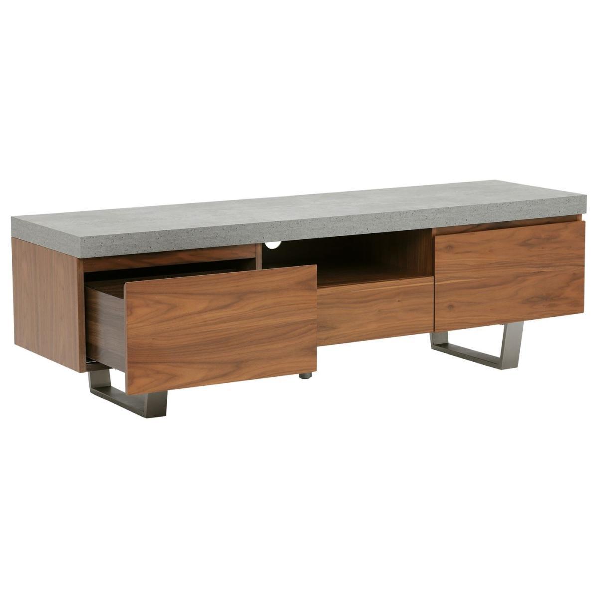 Halmstad Large TV Stand, Concrete and Walnut – image 3