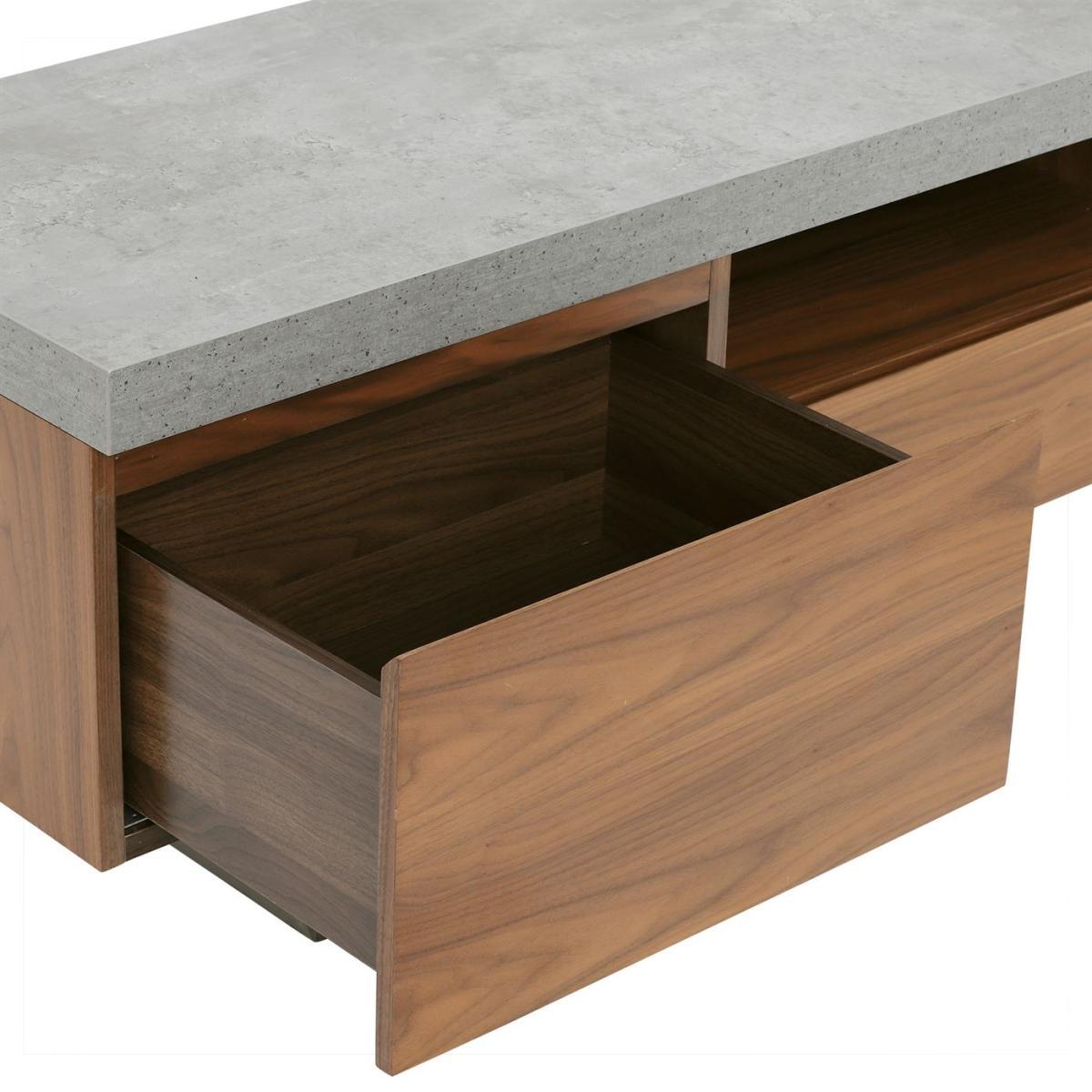 Halmstad Large TV Stand, Concrete and Walnut – image 4