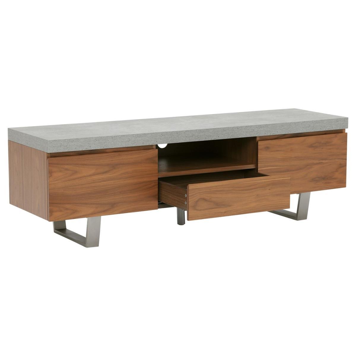 Halmstad Large TV Stand, Concrete and Walnut – image 5