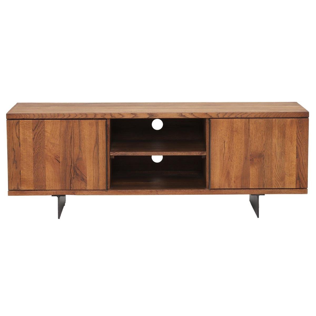 Navarro 2 Door TV Lowboard Cabinet, Brown Oak Wood | Barker & Stonehouse – image 2