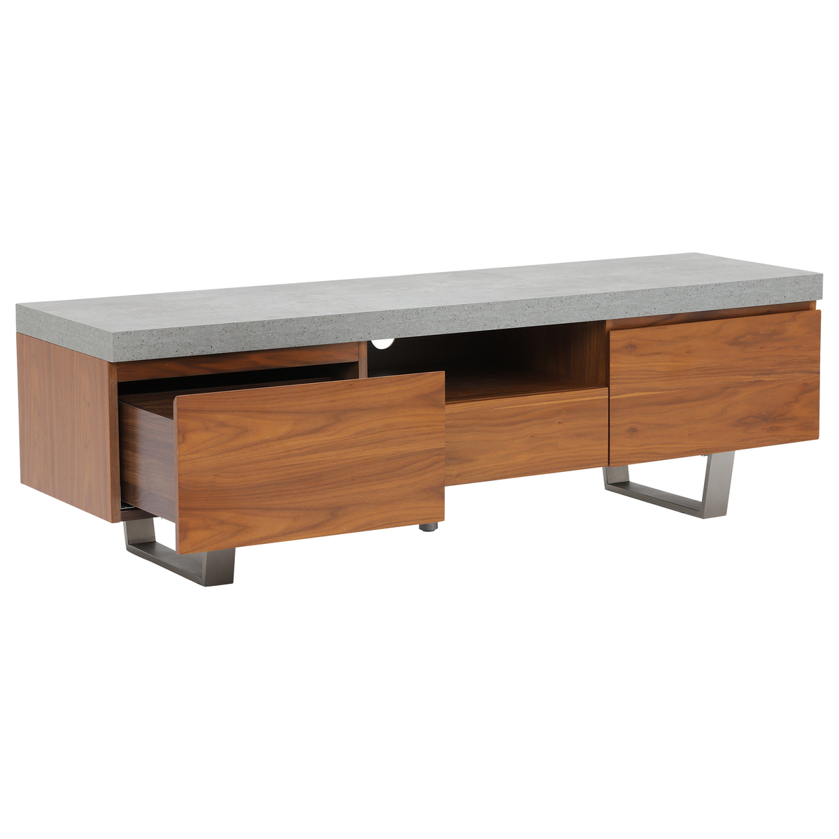 Halmstad Large TV Stand, Concrete and Walnut – image 3