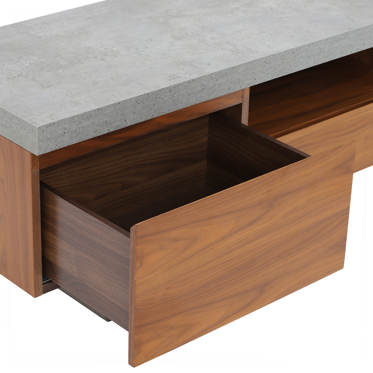 Halmstad Large TV Stand, Concrete and Walnut – image 4