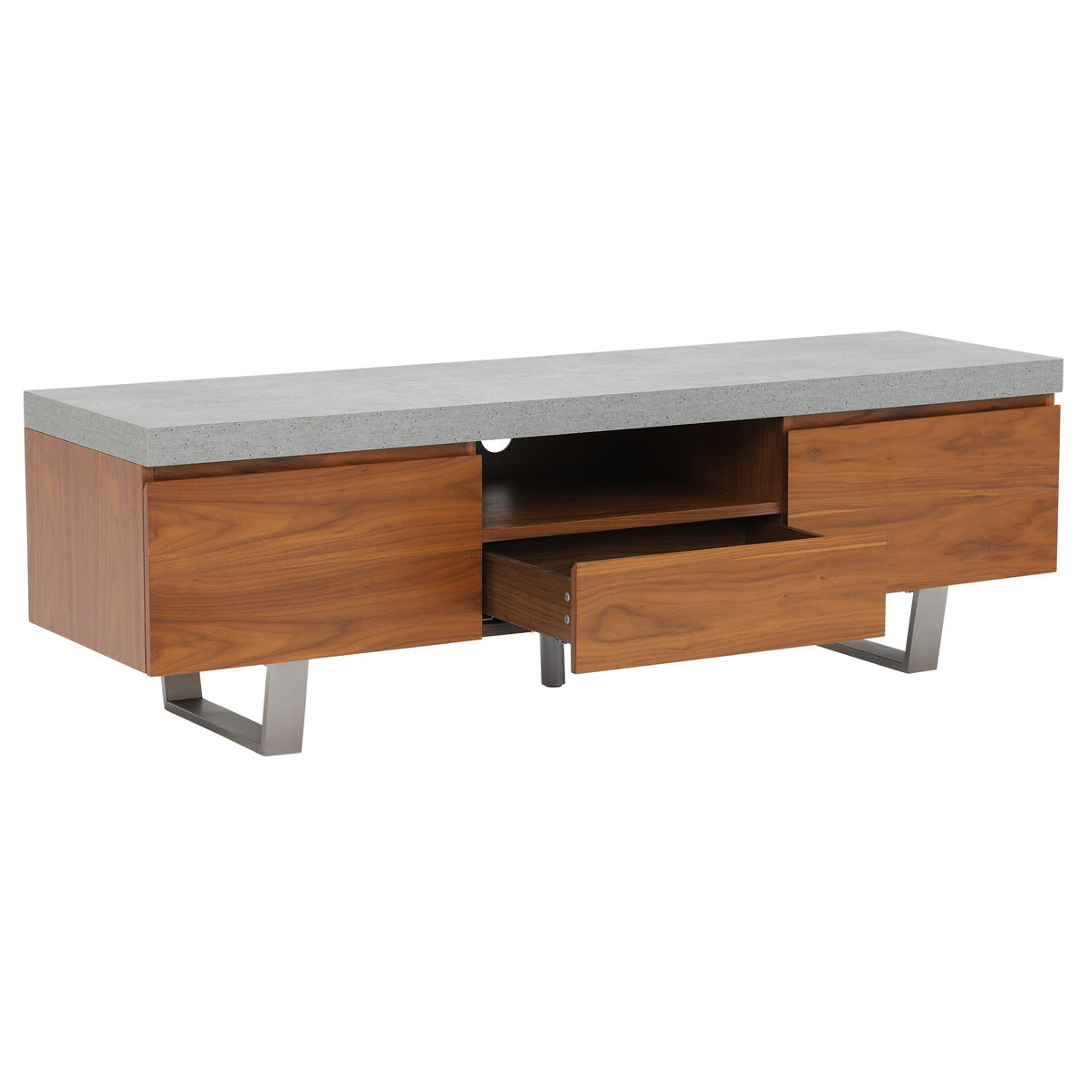 Halmstad Large TV Stand, Concrete and Walnut – image 5
