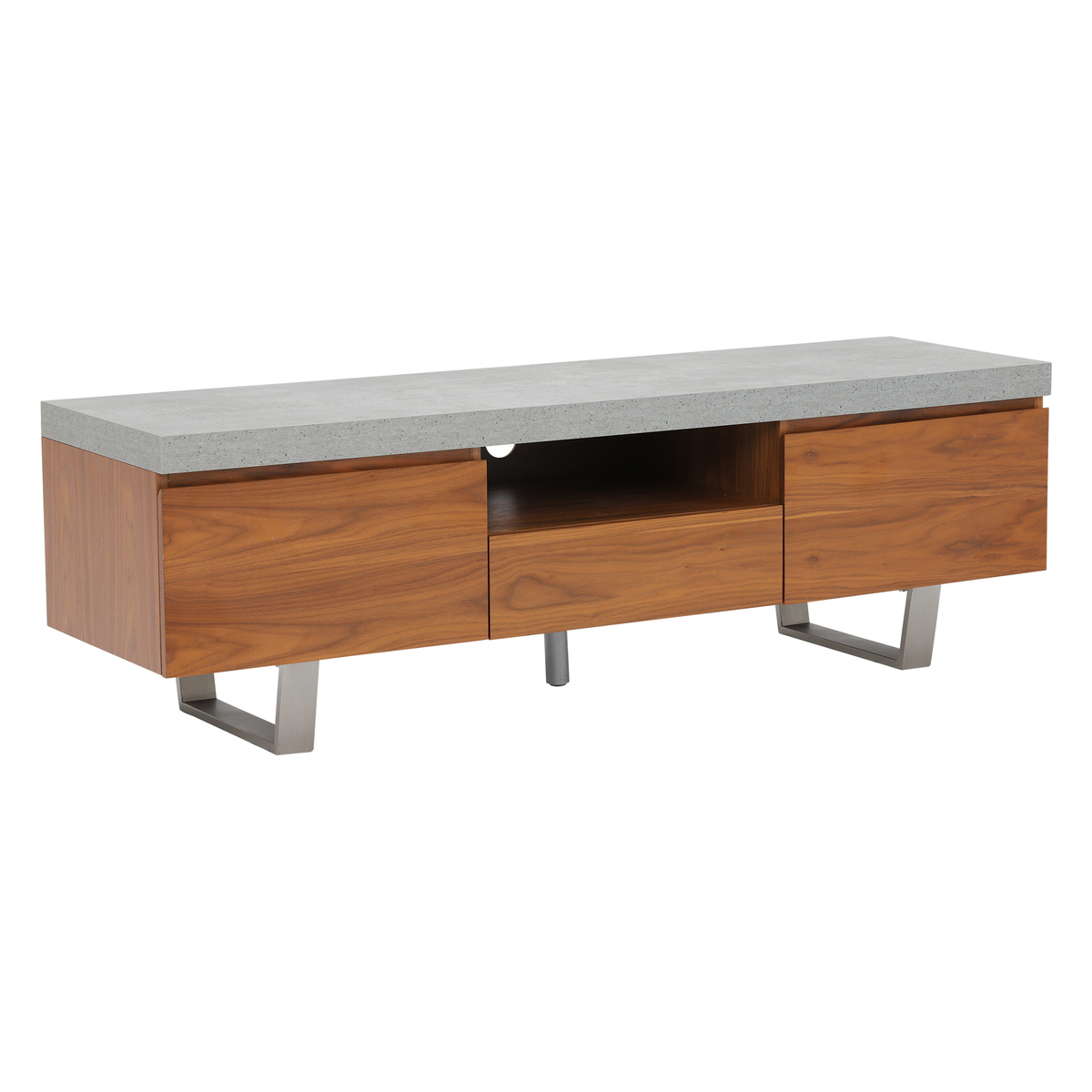 Halmstad Large TV Stand, Concrete and Walnut – image 2