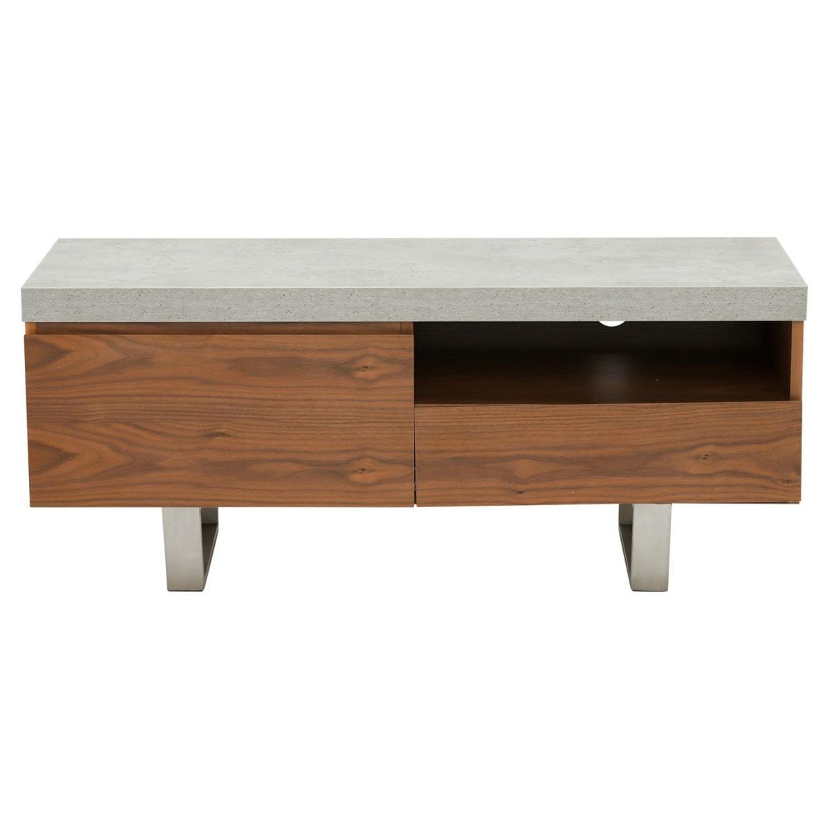 Halmstad Small TV Stand, Concrete and Walnut – image 2