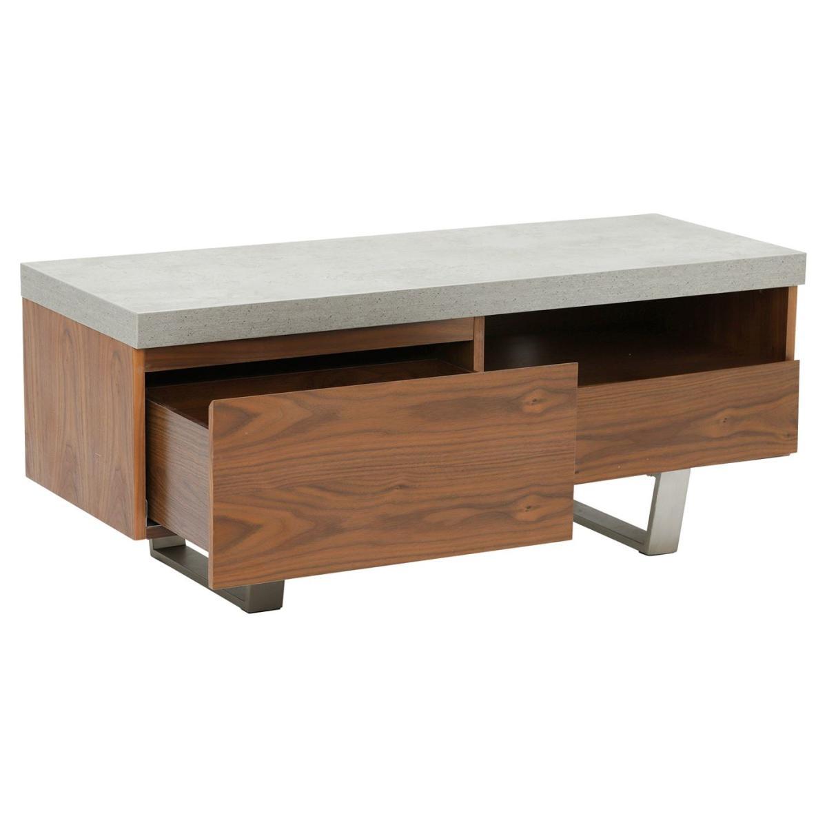 Halmstad Small TV Stand, Concrete and Walnut – image 3