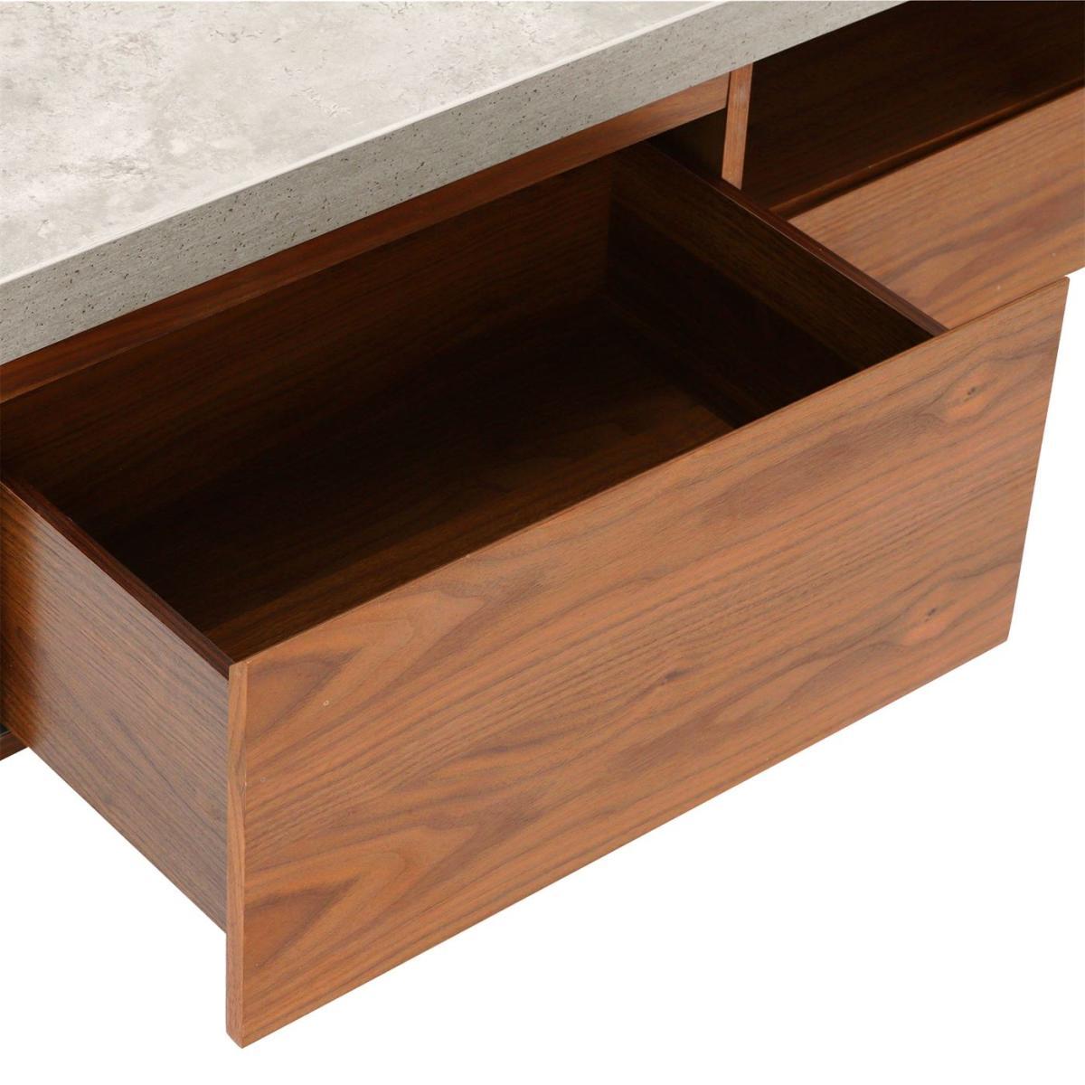 Halmstad Small TV Stand, Concrete and Walnut – image 4
