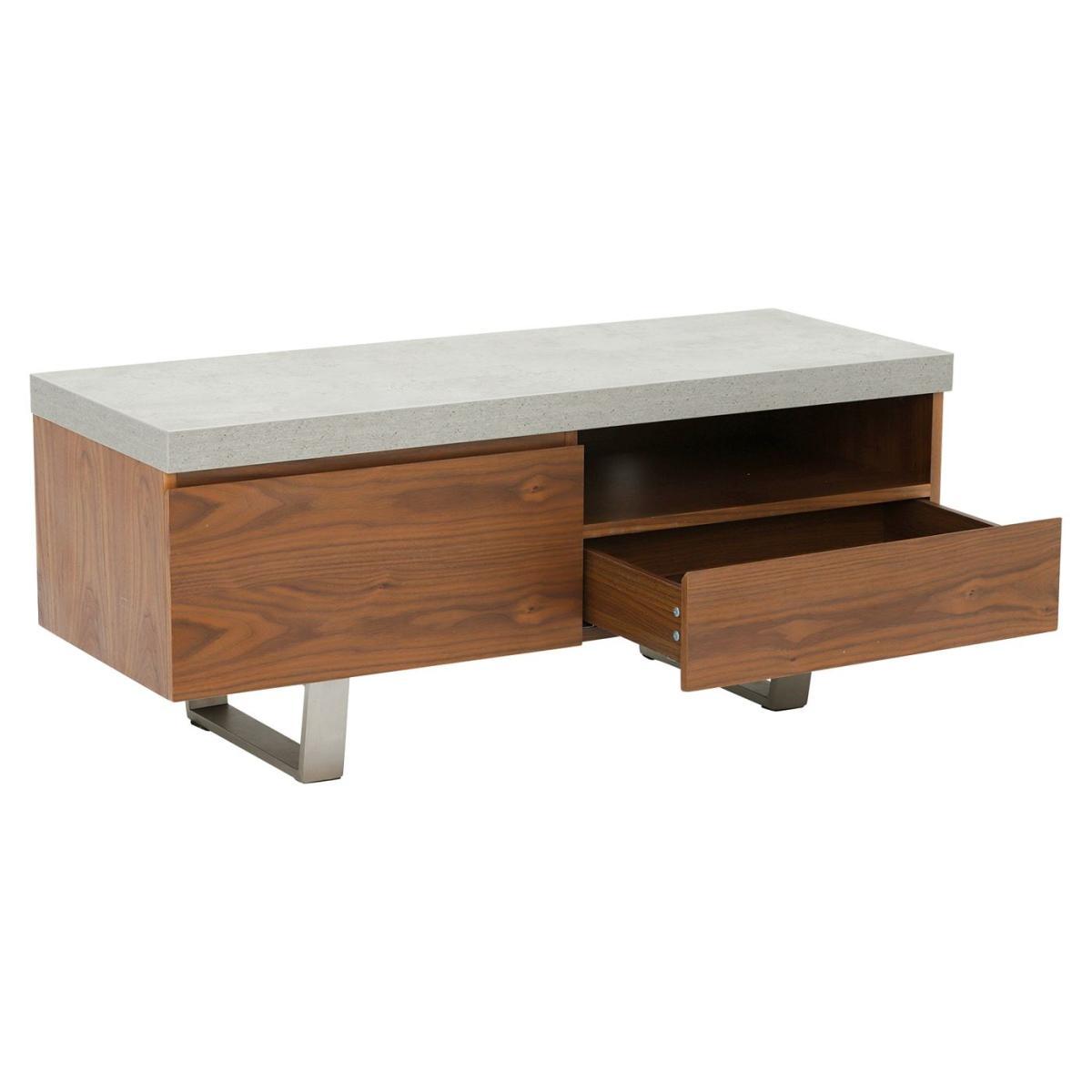 Halmstad Small TV Stand, Concrete and Walnut – image 5