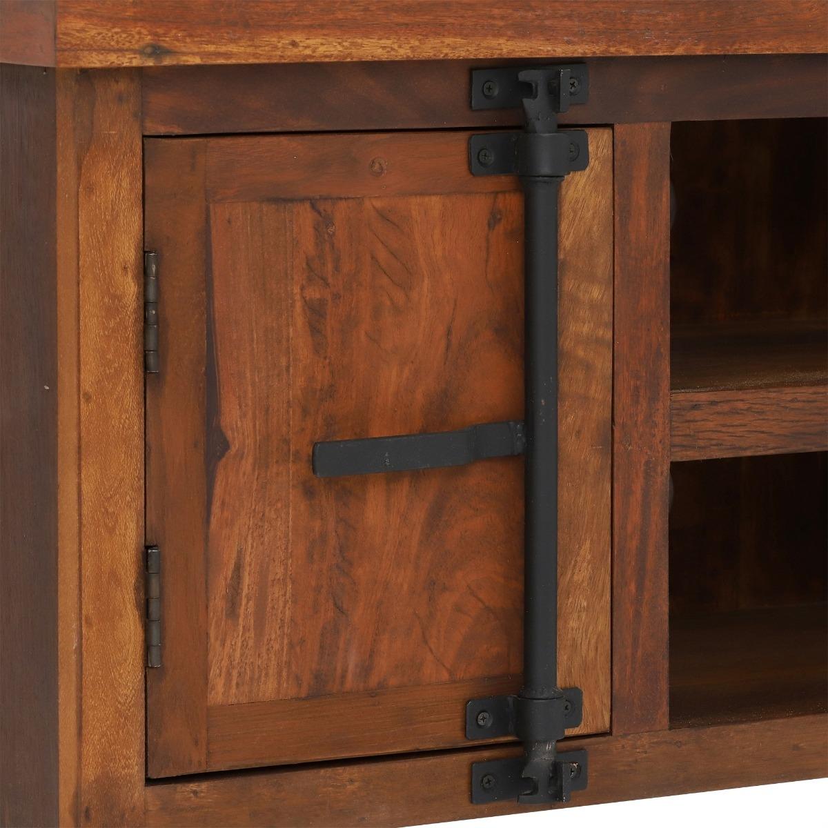 Little Tree Furniture Hyatt Reclaimed Wood TV Unit on Wheels, Brown | Barker & Stonehouse – image 3