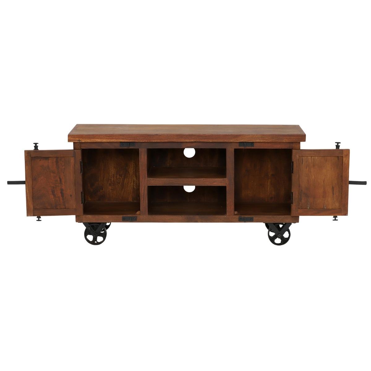 Little Tree Furniture Hyatt Reclaimed Wood TV Unit on Wheels, Brown | Barker & Stonehouse – image 4
