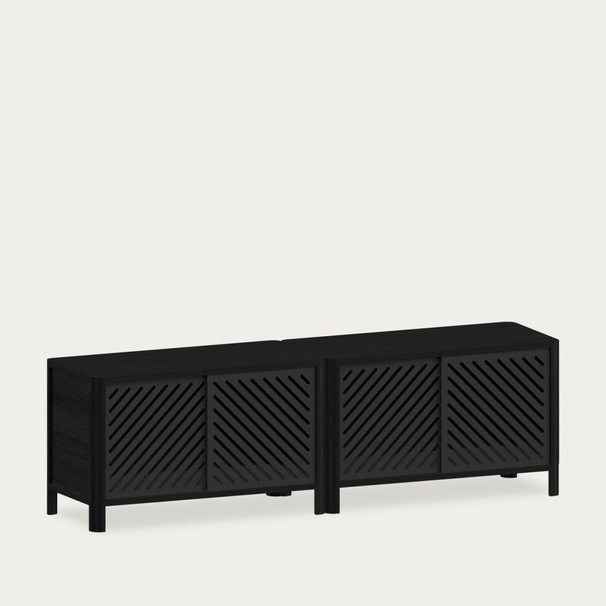 Black Cloe TV Stand with Black Metal Doors