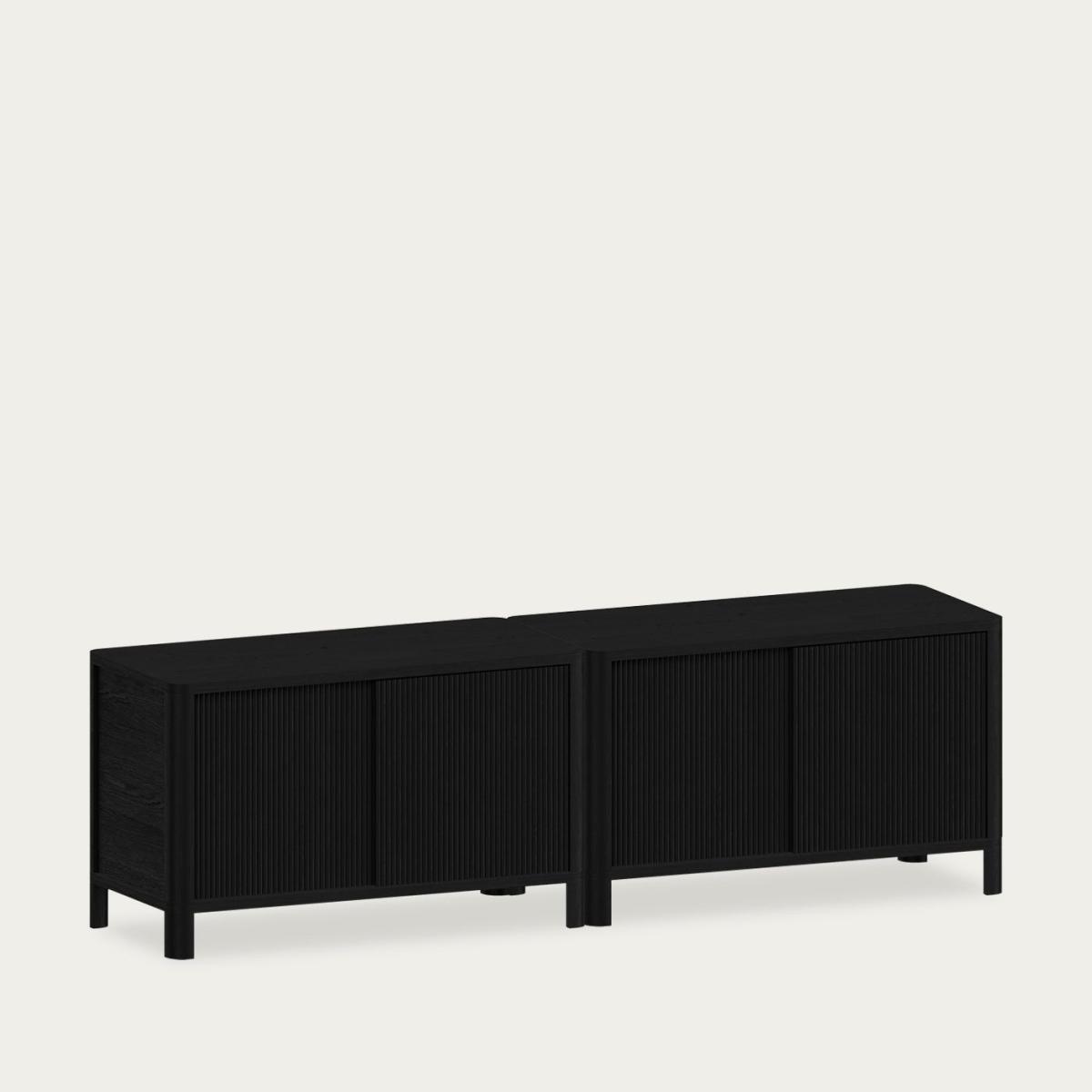 Black Cloe TV Stand with Black Wood Doors