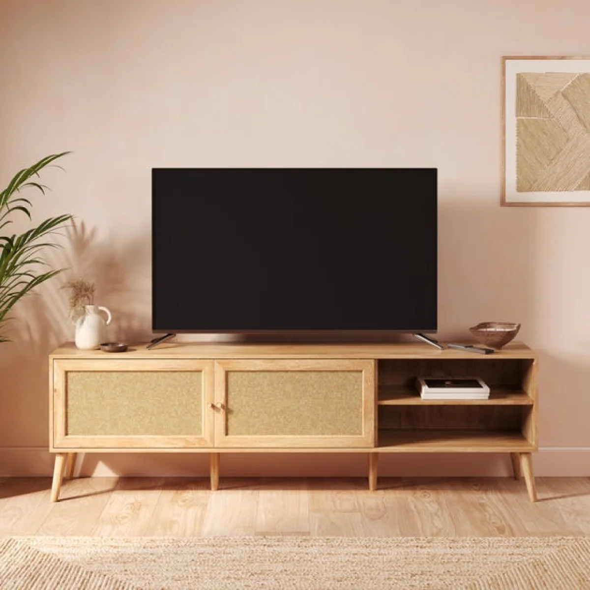 Jordyn Extra Wide TV Unit for TVs up to 80", Mango Wood Effect – image 2