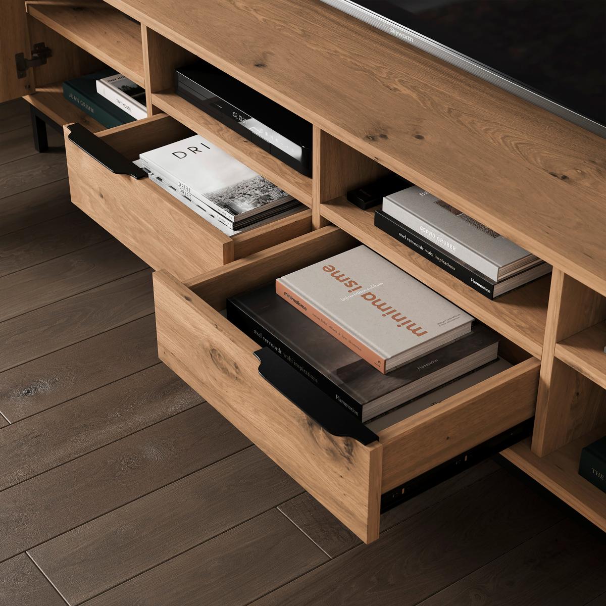 Reynolds Extra Wide Tv Unit for Tvs Up To 80,     Rustic Oak Effect – image 3