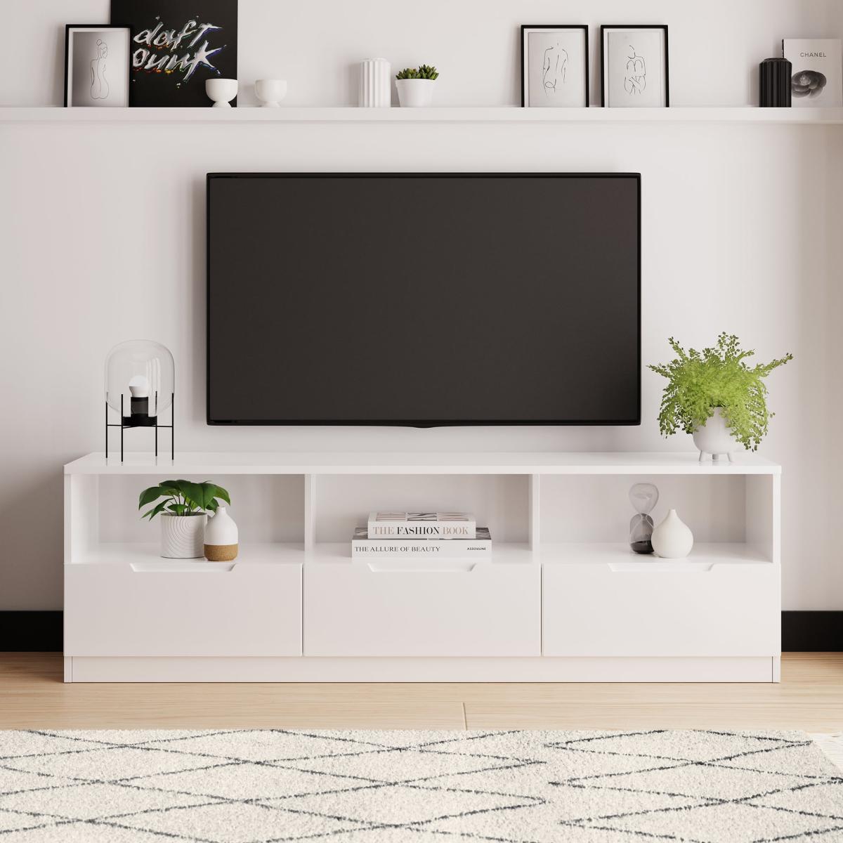 Larson Extra Wide TV Unit White White – image 1