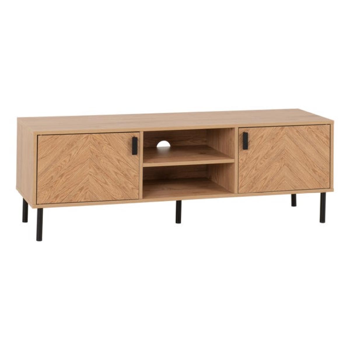 Return - Leon 2 Door TV Unit Stand for TVs up to 65", Oak Effect – image 2