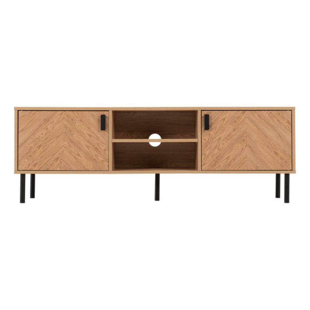 Return - Leon 2 Door TV Unit Stand for TVs up to 65", Oak Effect – image 3