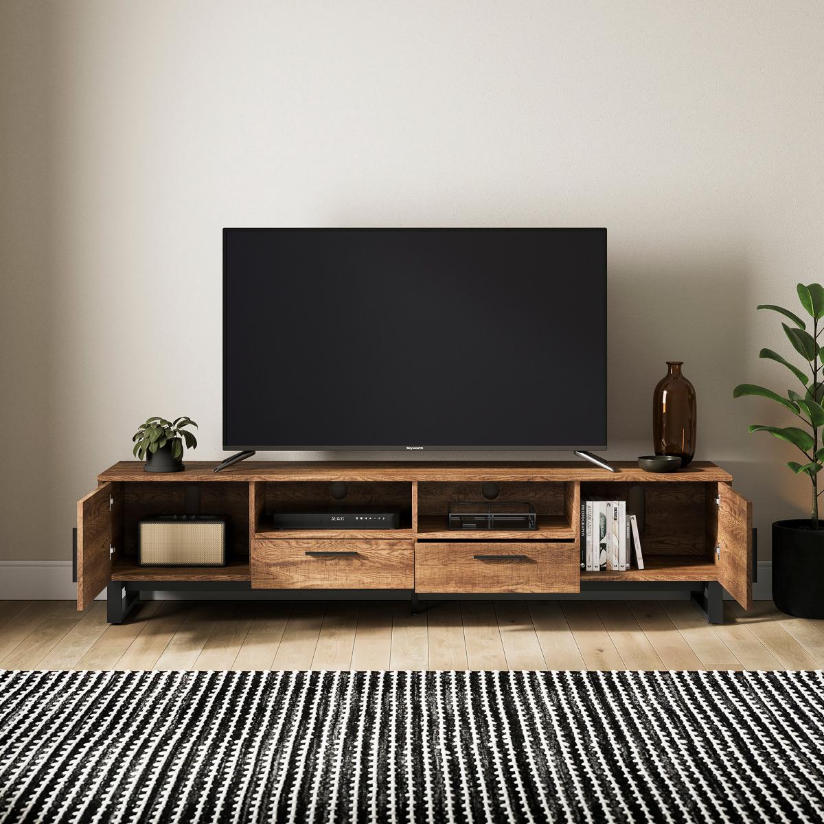 Freddie Extra Wide TV Unit for TVs up to 70 Rustic Oak Effect – image 2