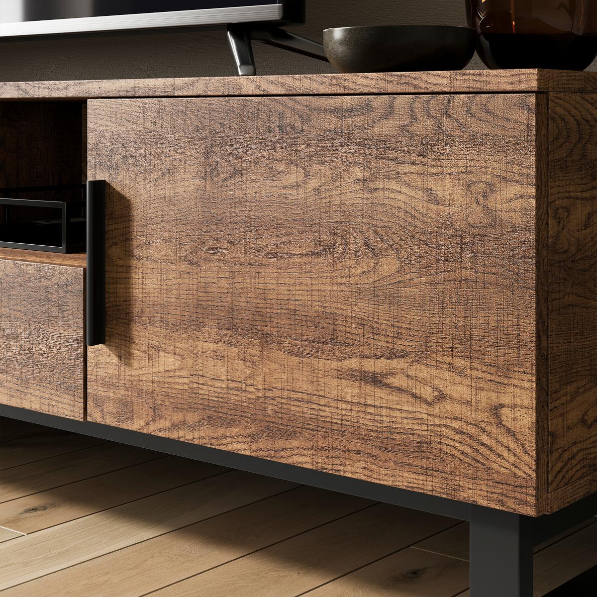 Freddie Extra Wide TV Unit for TVs up to 70 Rustic Oak Effect – image 4