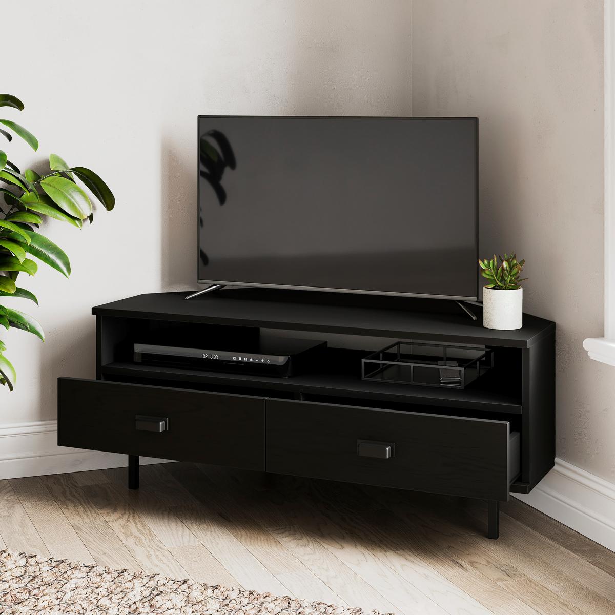 Fulton Corner TV Unit, Black Oak Effect Black – image 2