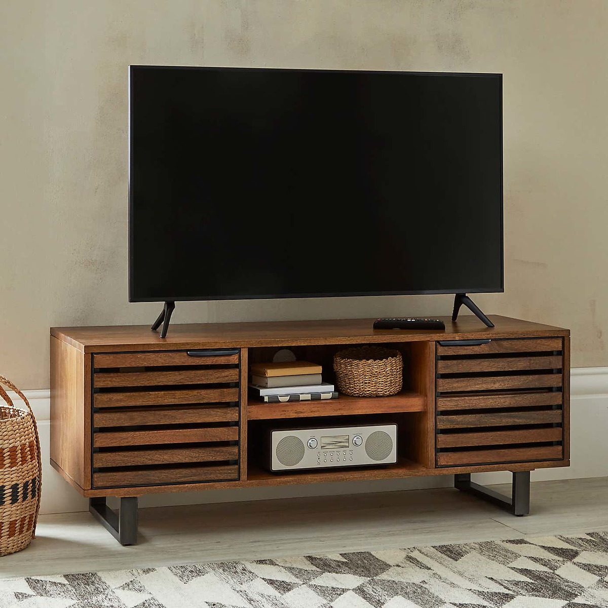 Slatted Mango TV Stand Brown – image 3