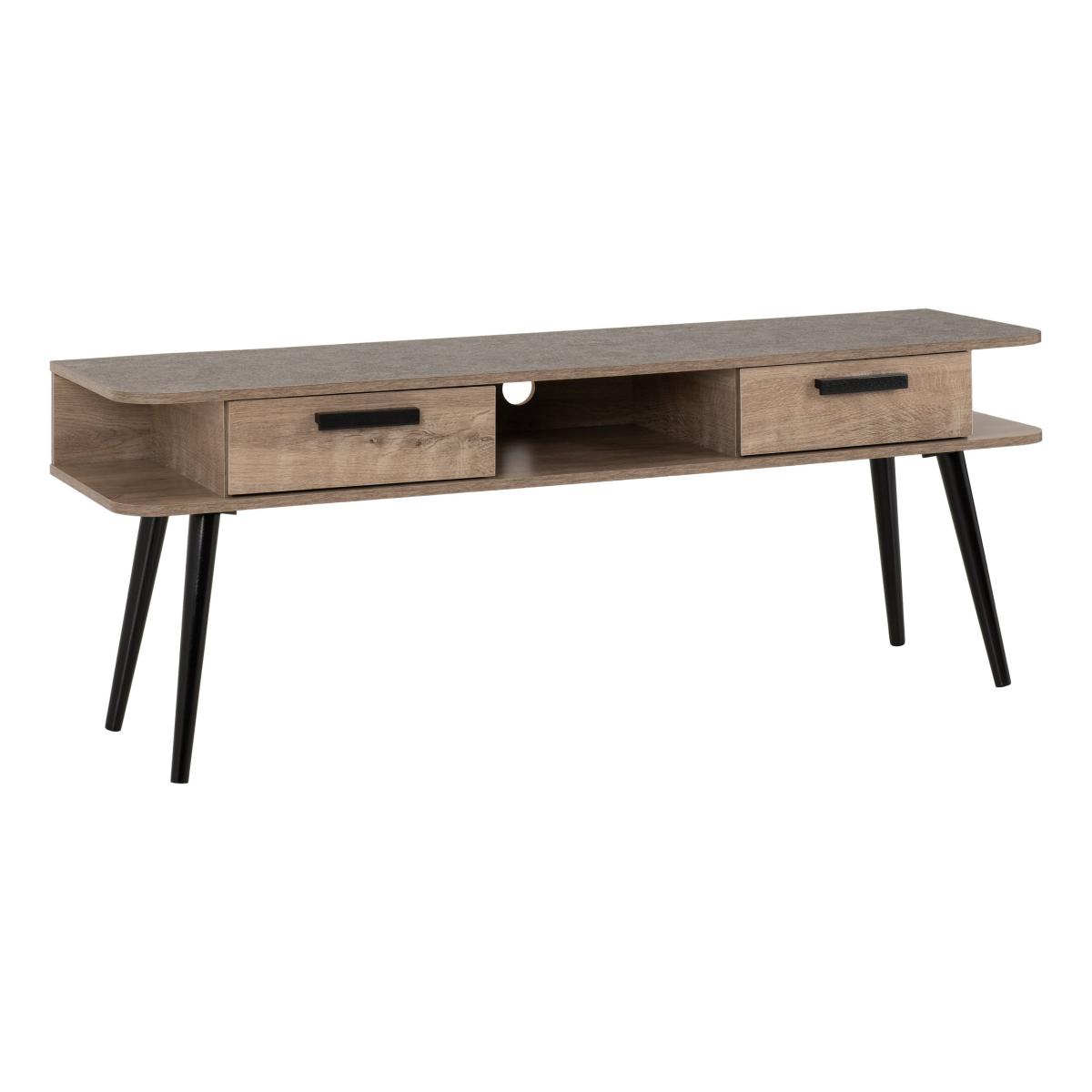 Saxton 2 Drawer TV Stand for TVs up to 70 Mid Oak (Brown) – image 2
