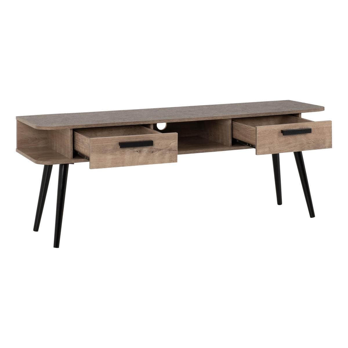 Saxton 2 Drawer TV Stand for TVs up to 70 Mid Oak (Brown) – image 3