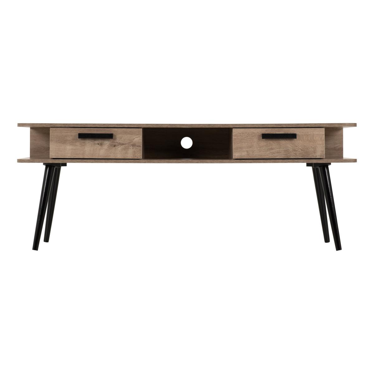 Saxton 2 Drawer TV Stand for TVs up to 70 Mid Oak (Brown) – image 4