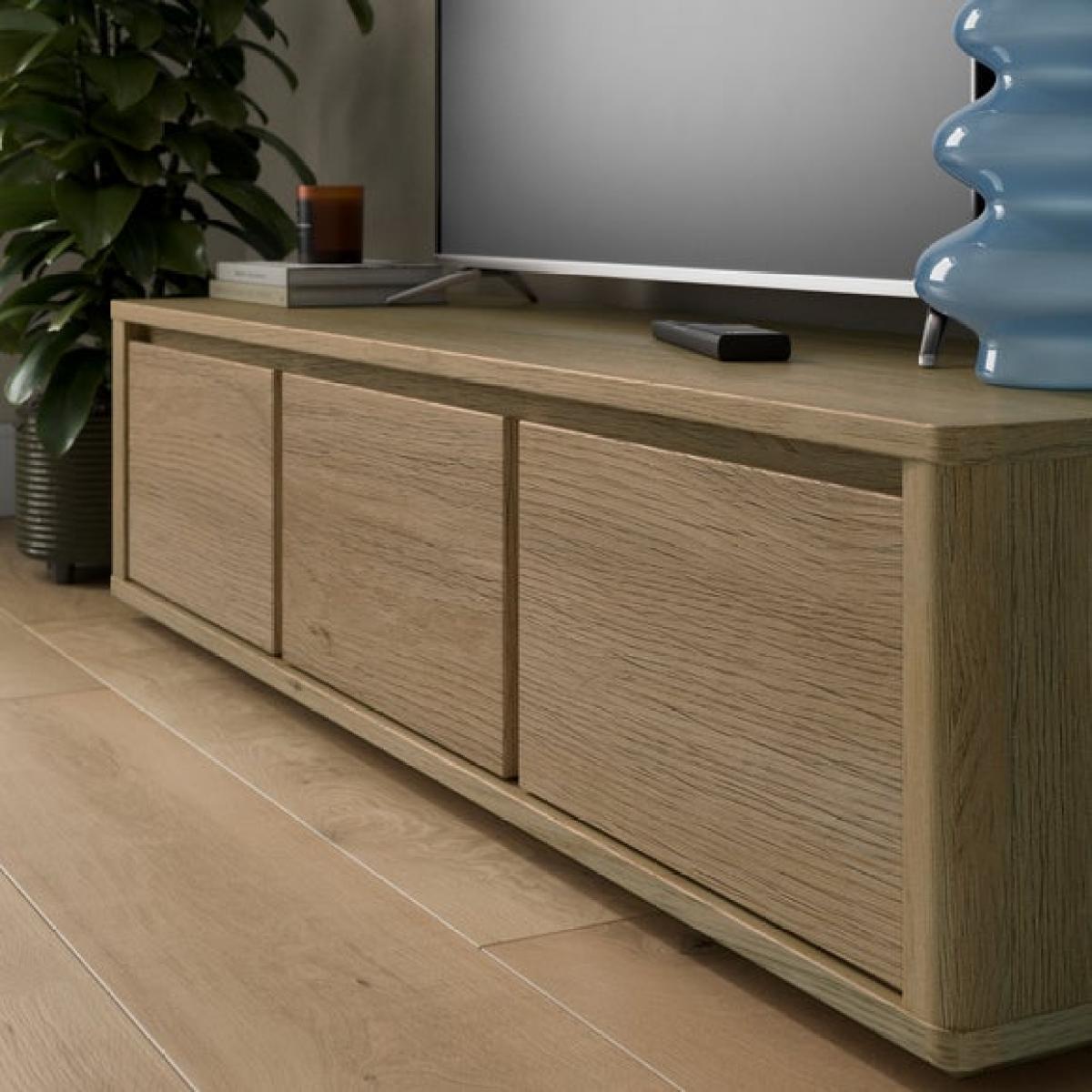 Malik Wide TV Unit for TVs up to 55", Light Oak Effect – image 3