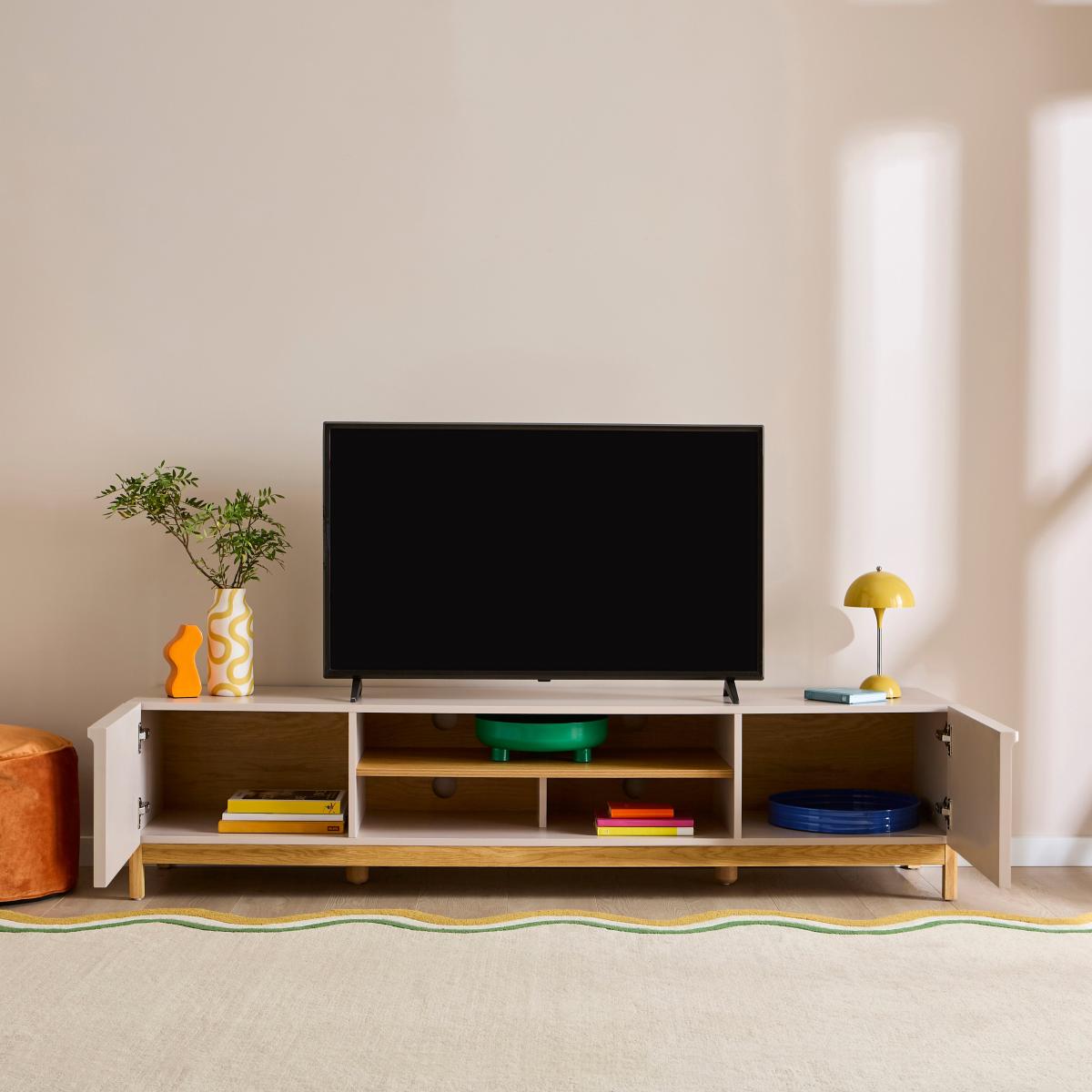 Elements Thompson Extra Wide Tv Unit for Tvs Up To 75 Mushroom (Grey) – image 2