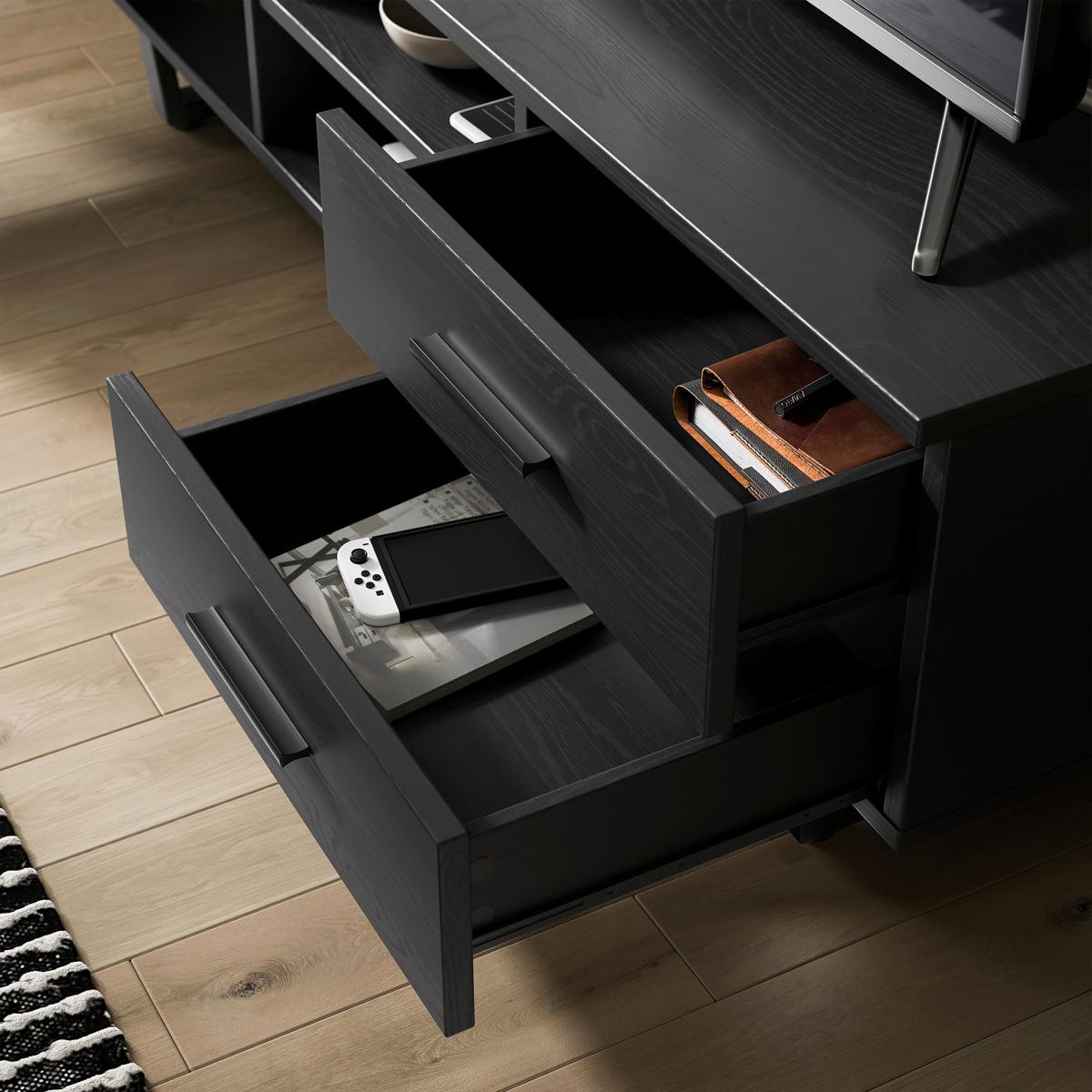 Freddie TV Unit for TVs up to 60" Black Wood – image 3