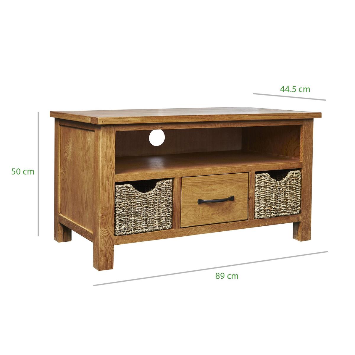 Sidmouth Oak TV Stand With Baskets Light Brown / Natural – image 3