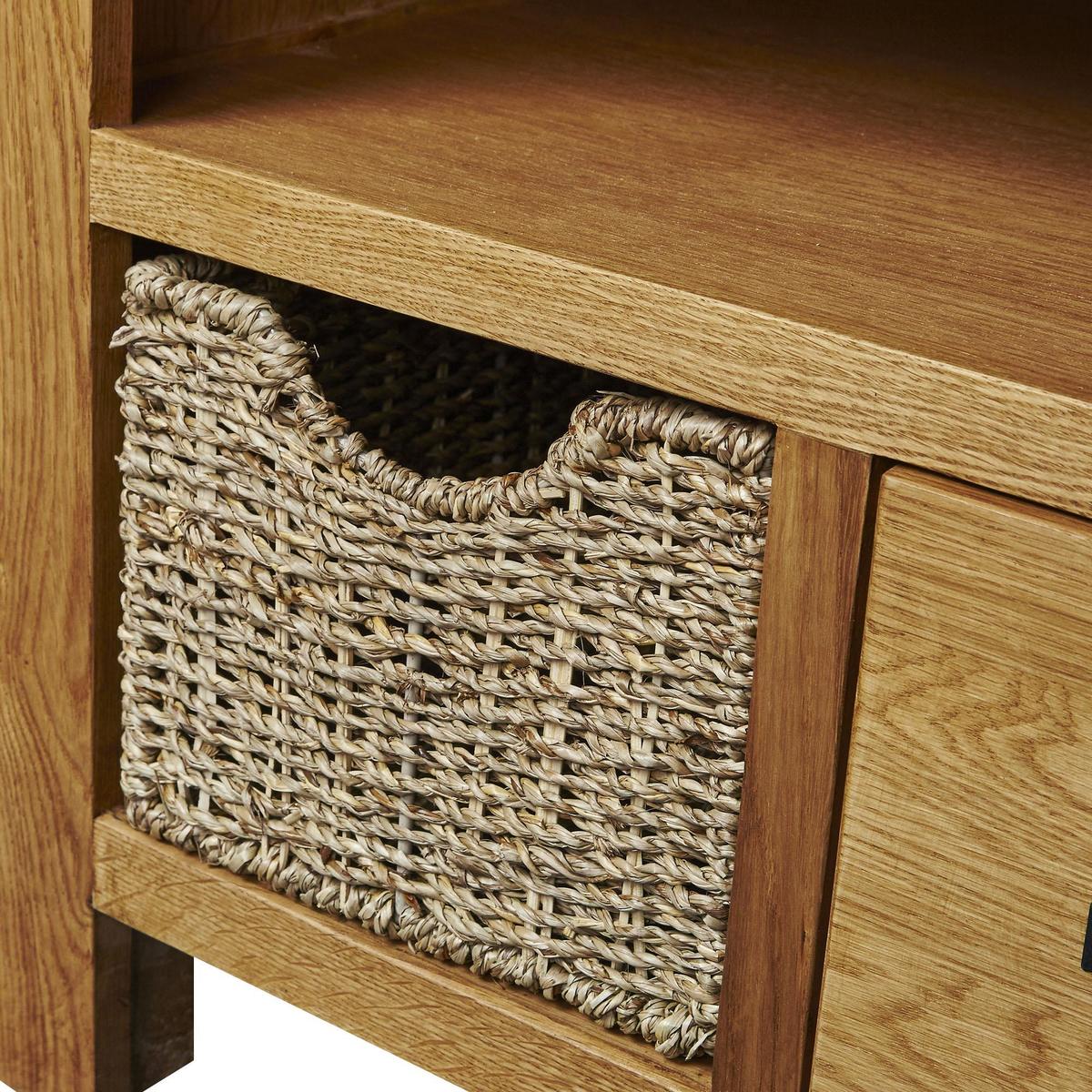 Sidmouth Oak TV Stand With Baskets Light Brown / Natural – image 6