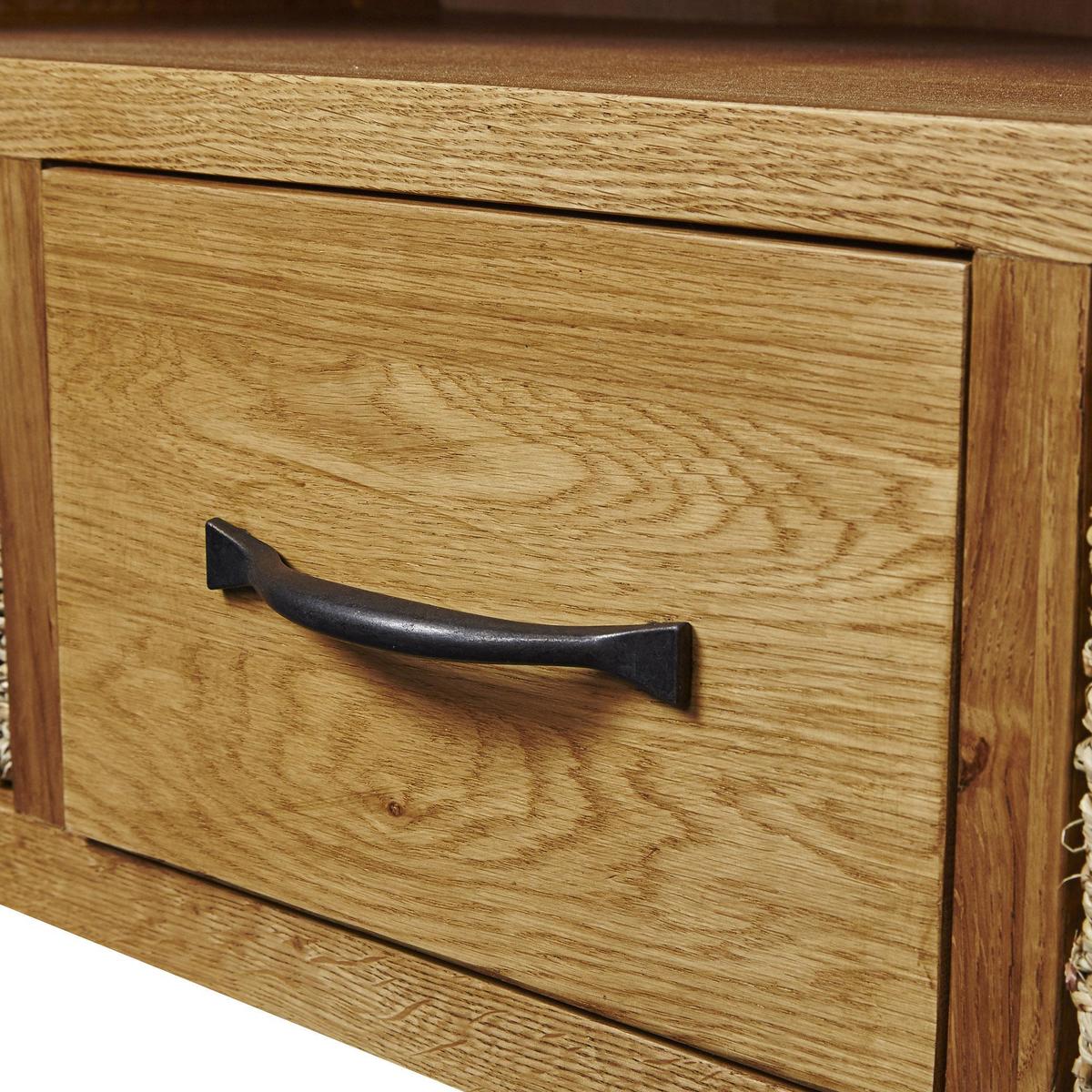 Sidmouth Oak TV Stand With Baskets Light Brown / Natural – image 7
