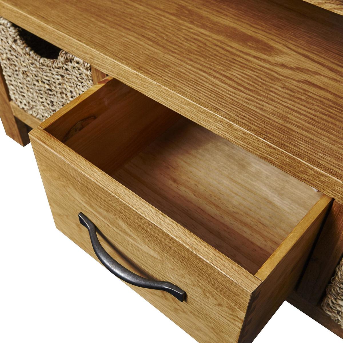 Sidmouth Oak TV Stand With Baskets Light Brown / Natural – image 8