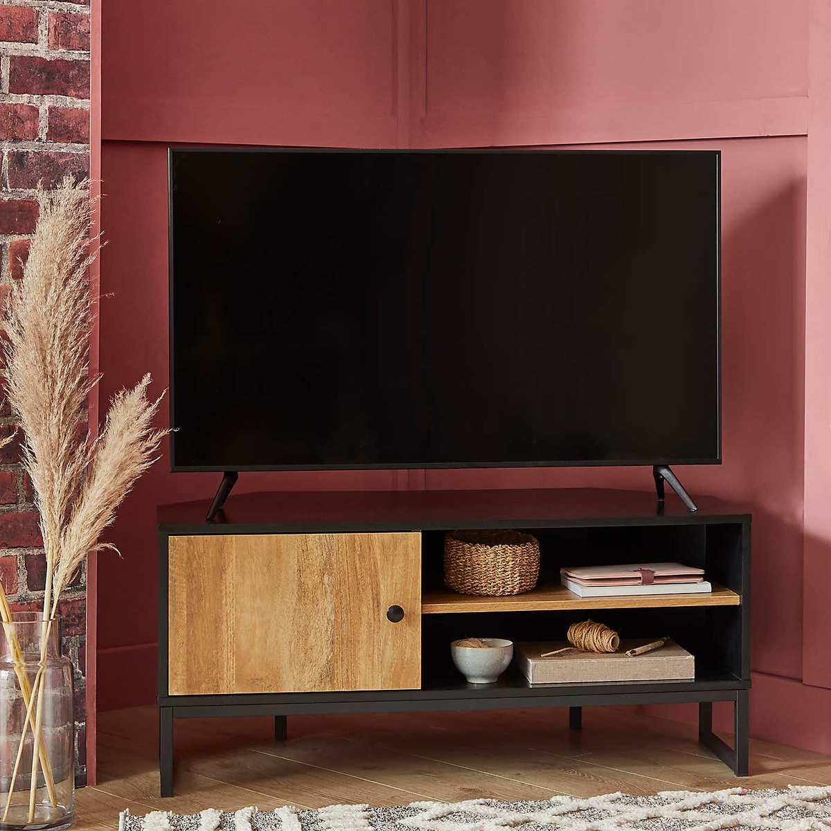 Greenwich Corner TV Stand Black and Brown – image 3