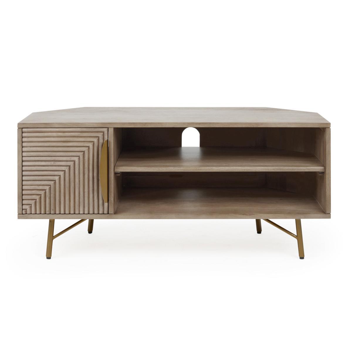 Priya Corner TV Stand Wood (Brown) – image 2