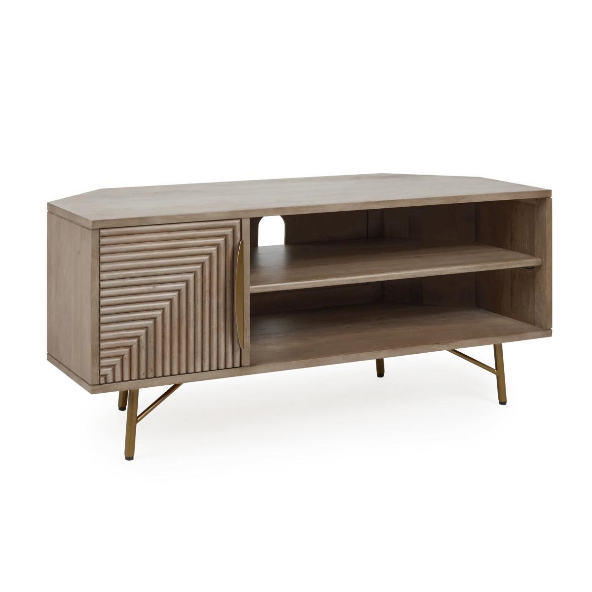Priya Corner TV Stand Wood (Brown) – image 3