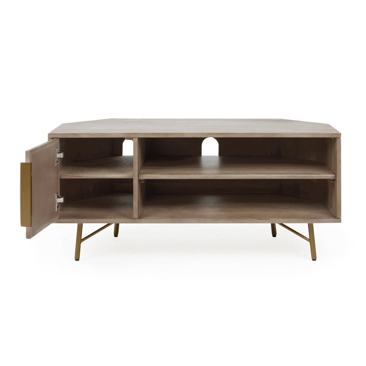 Priya Corner TV Stand Wood (Brown) – image 4