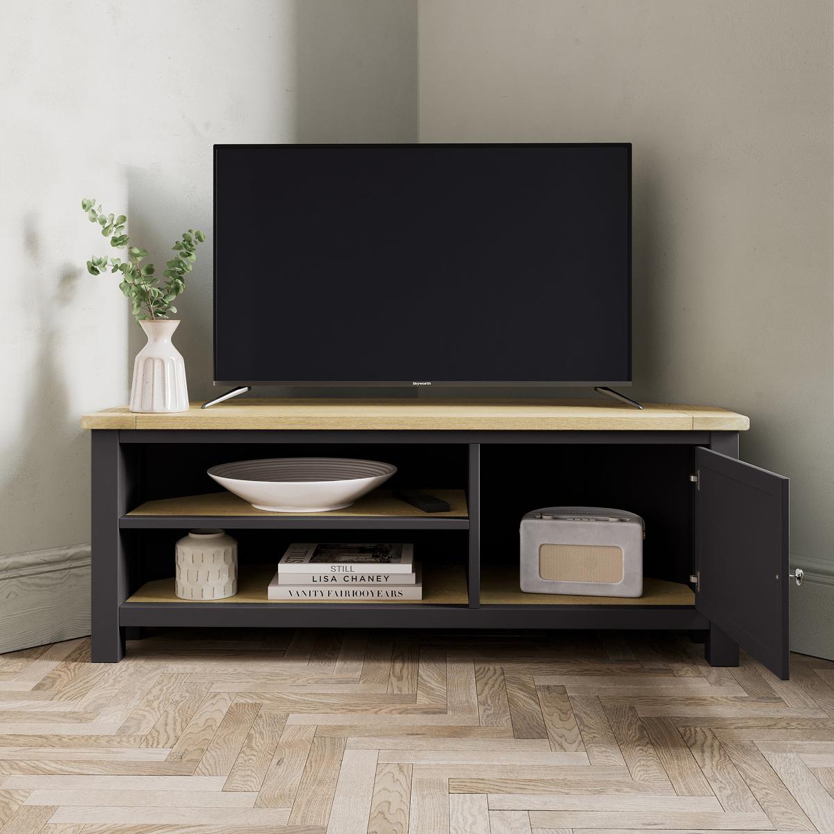 Olney Corner TV Unit for TVs up to 55" Charcoal – image 3