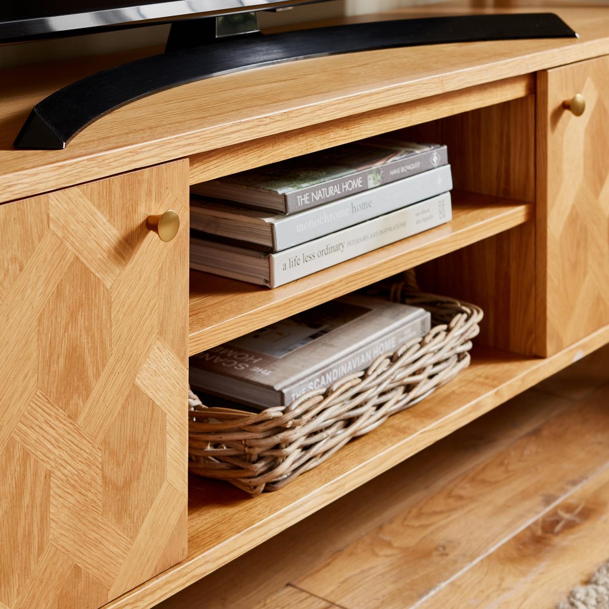 Farris Light Oak Ladder TV Unit for TVs up to 65" Light Oak – image 4
