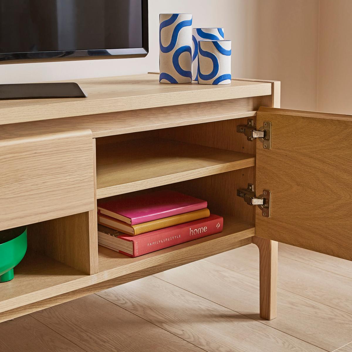 Elements Holmes Extra Wide Tv Unit for Tvs Up To 80, Oak Oak – image 3