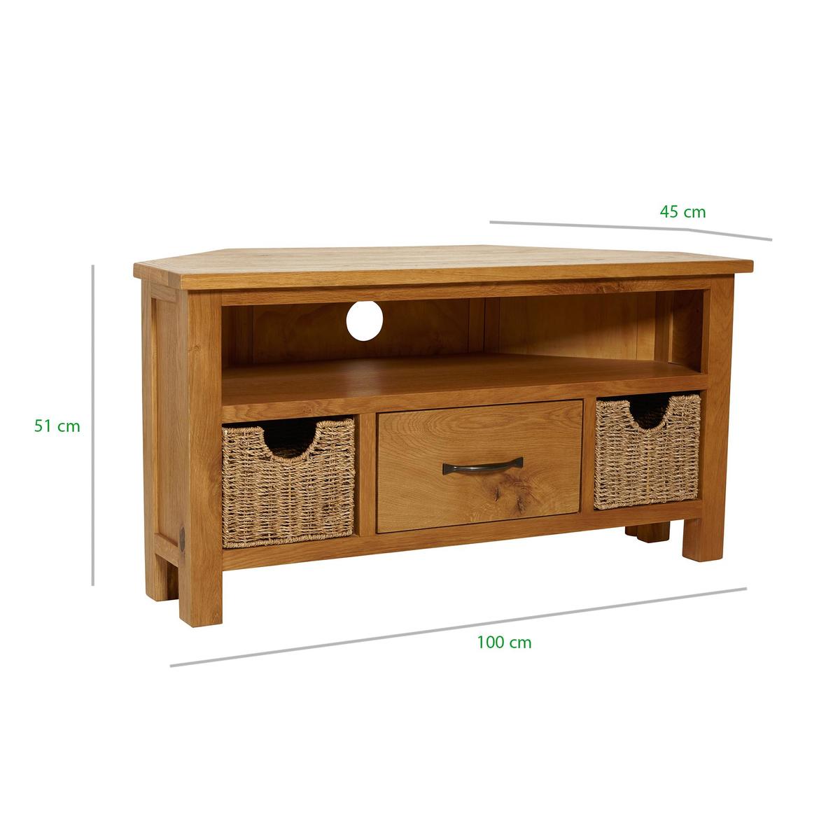 Sidmouth Oak Corner TV Stand Light Brown / Natural – image 2