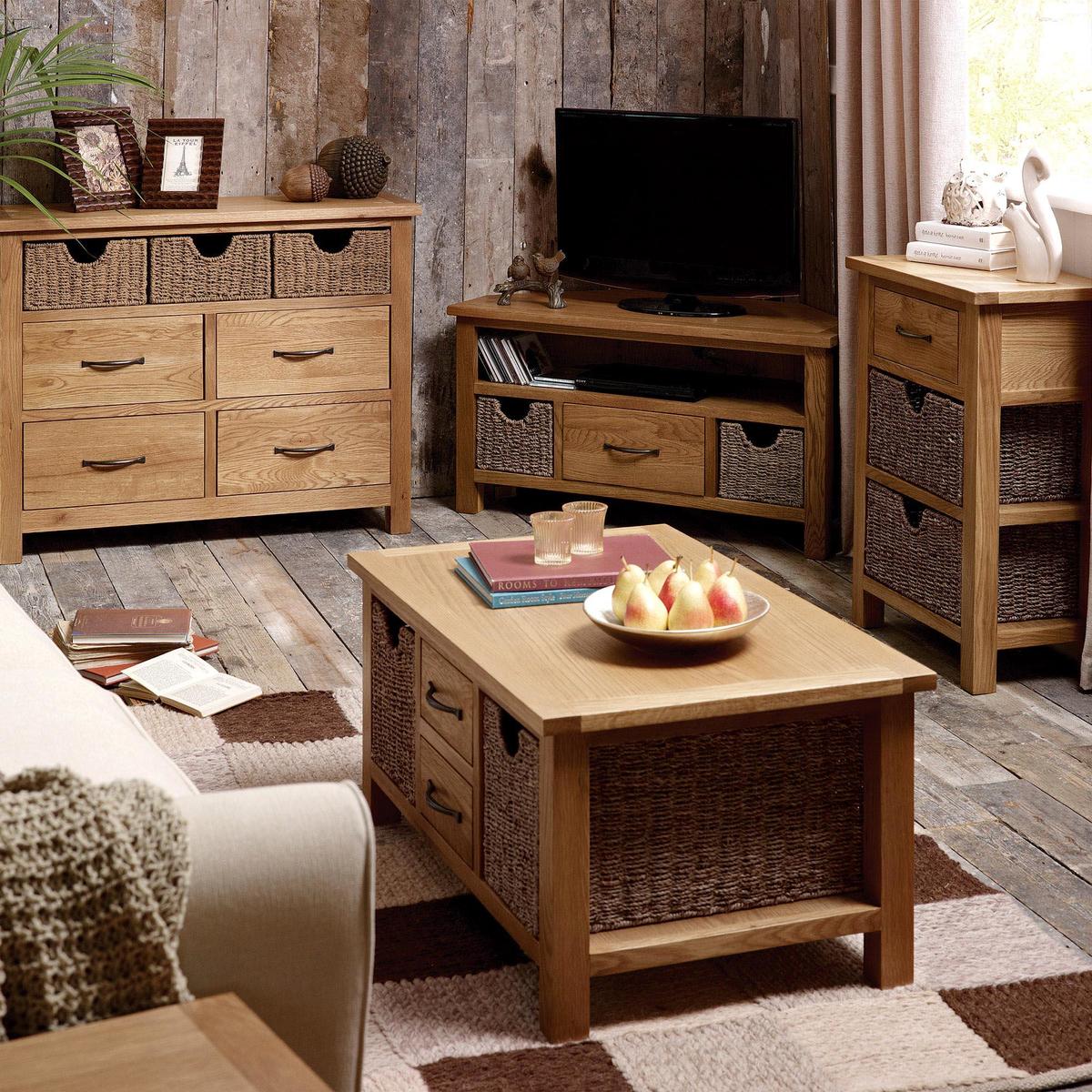 Sidmouth Oak Corner TV Stand Light Brown / Natural – image 6
