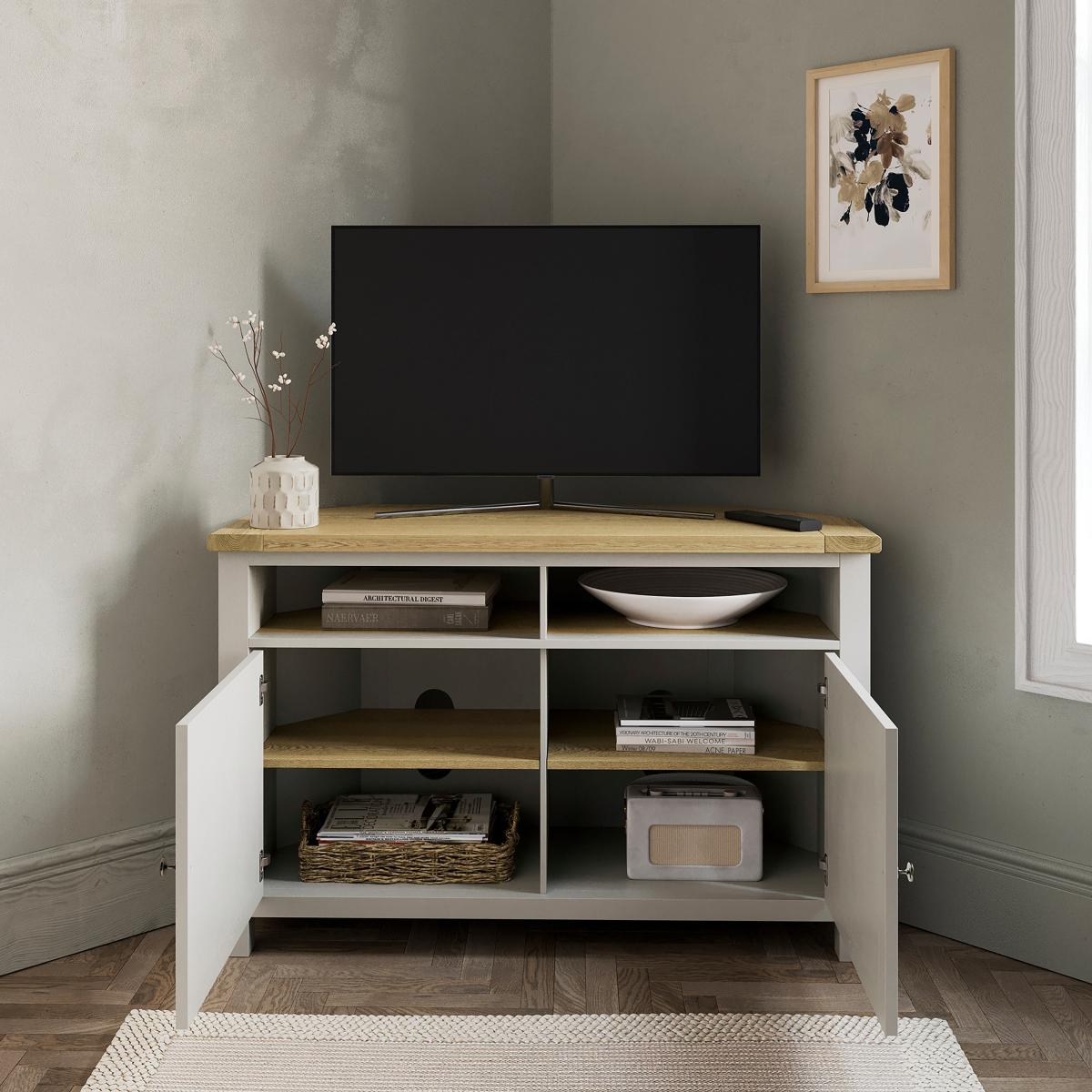 Olney High Corner TV Unit, Stone Stone – image 2