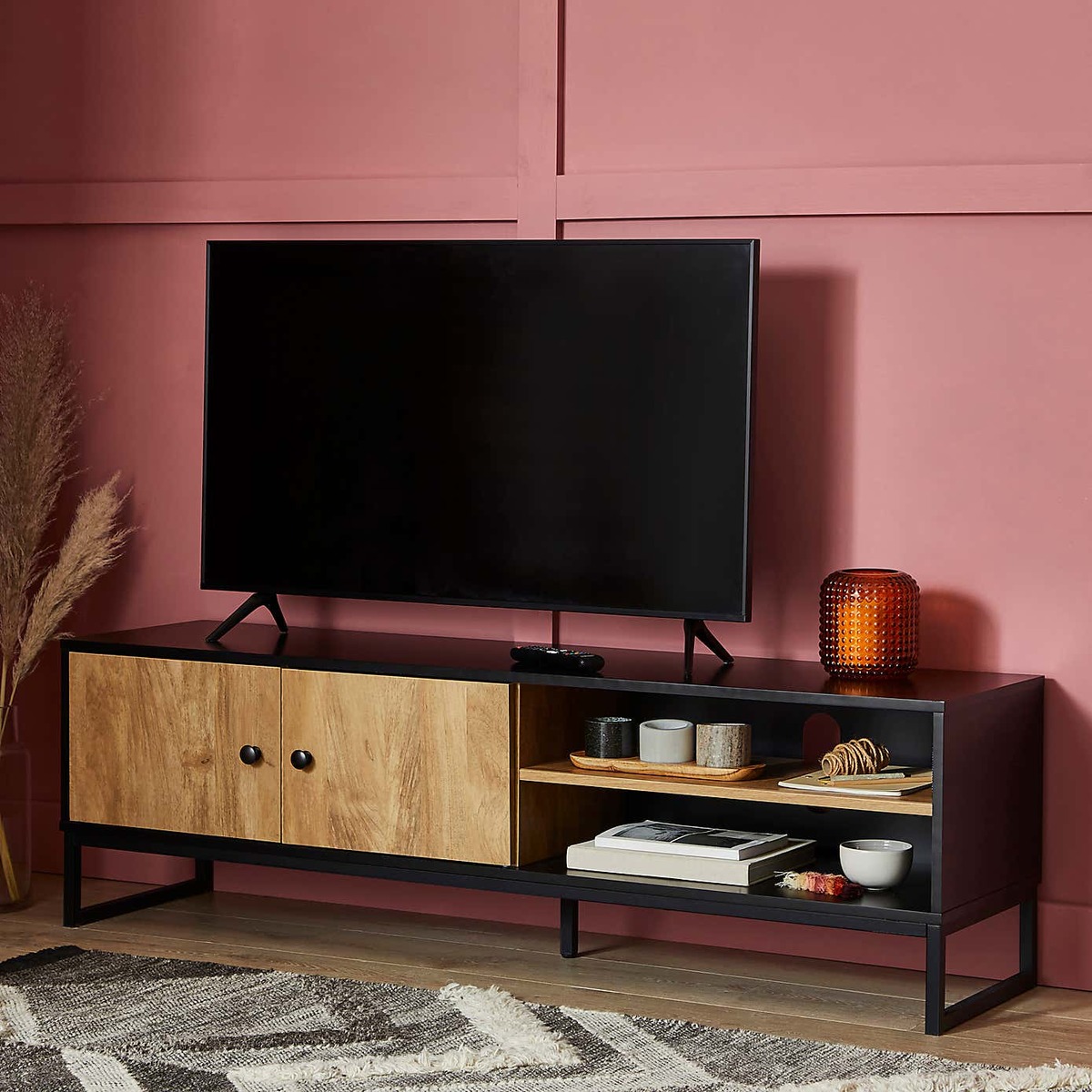 Greenwich Wide TV Stand Black and Brown – image 3